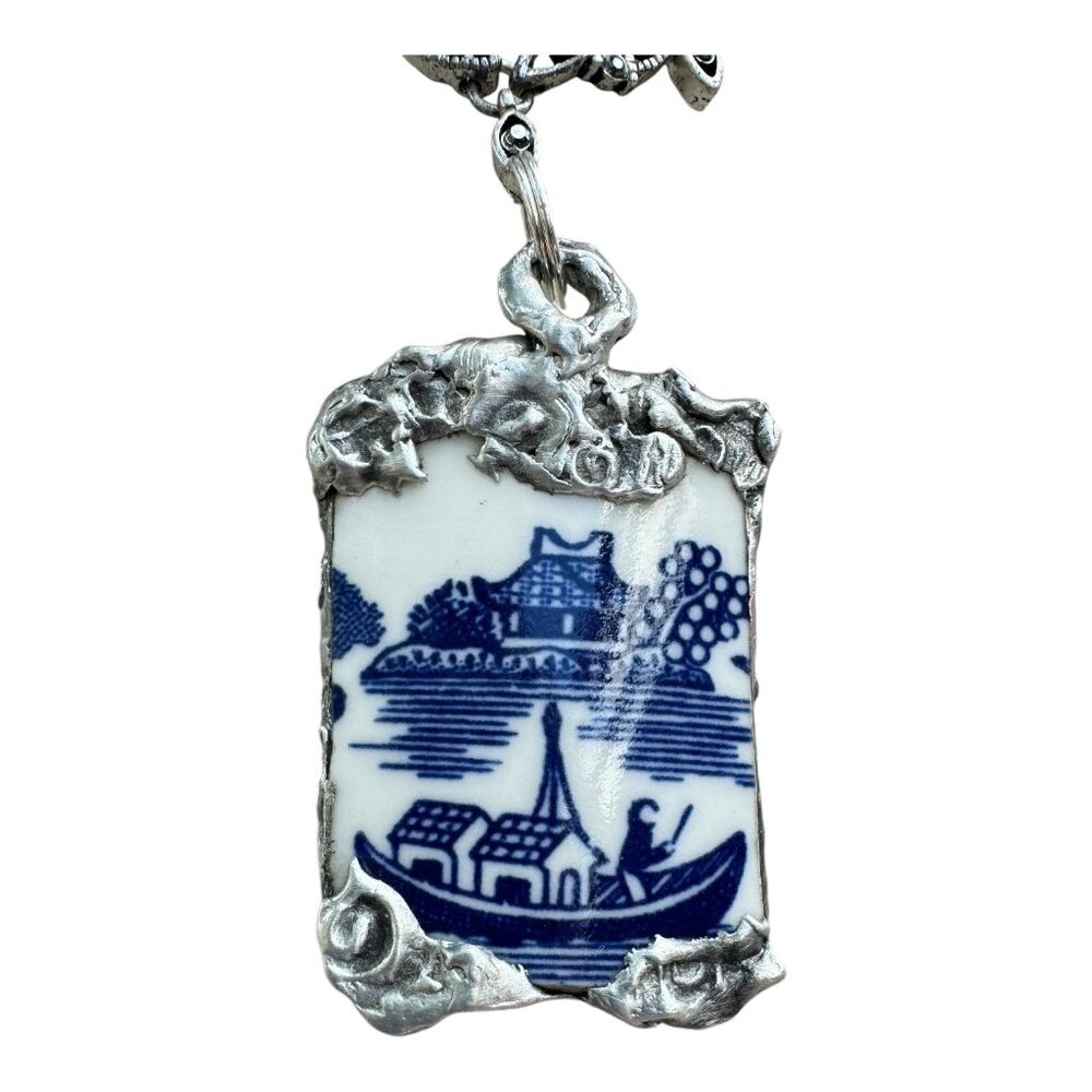 Churchill Willow China Artisan Silver Cabochon Pendant & VNTG Marcasite Necklace - Picture 10 of 17